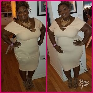 Cream off the shoulder dress